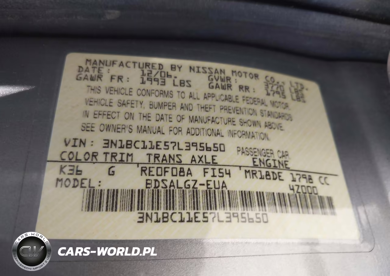 2007 Nissan Versa 1.8Sl VIN:3N1BC11E57L395650 - 9