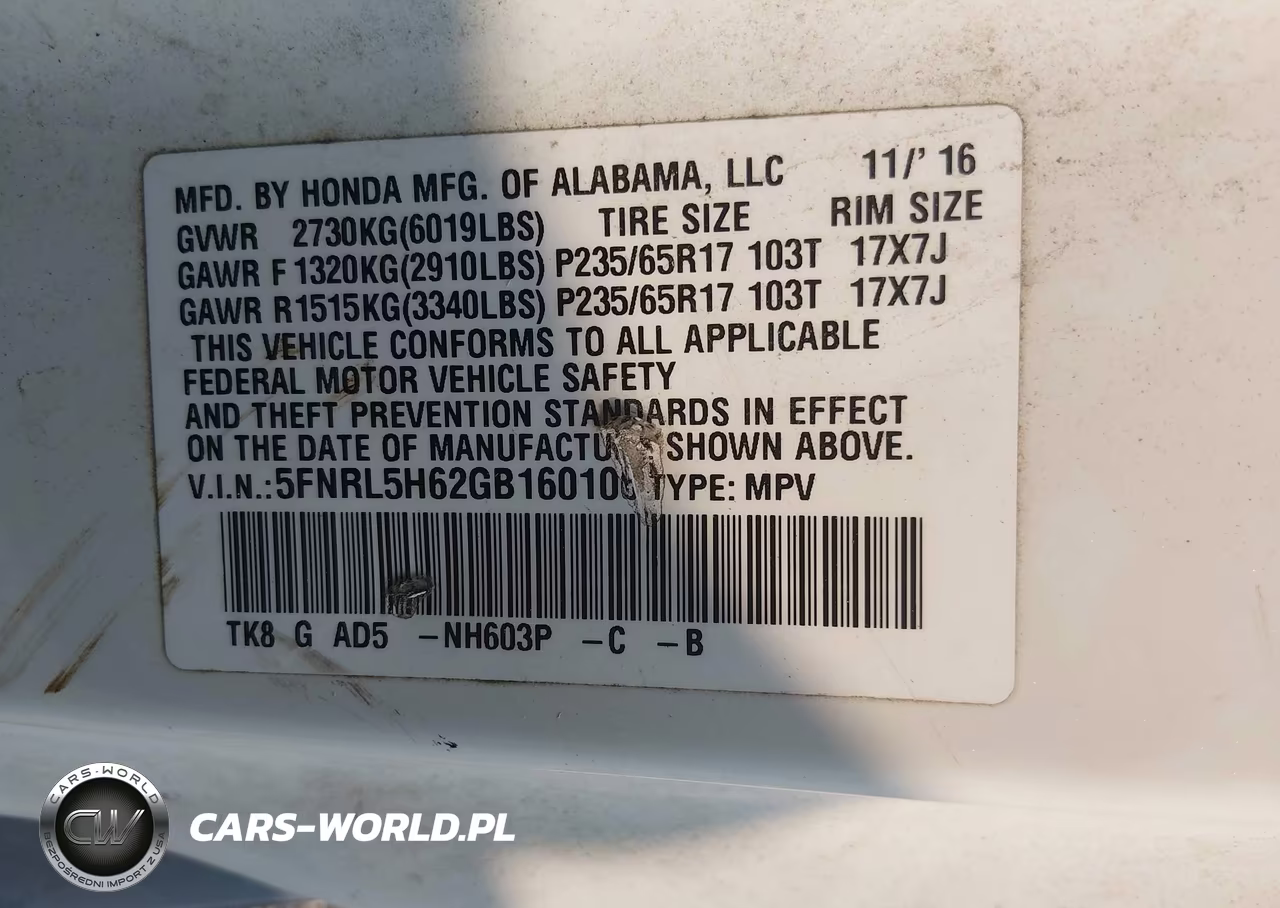 2016 Honda Odyssey Ex-L VIN:5FNRL5H62GB160106 - 9