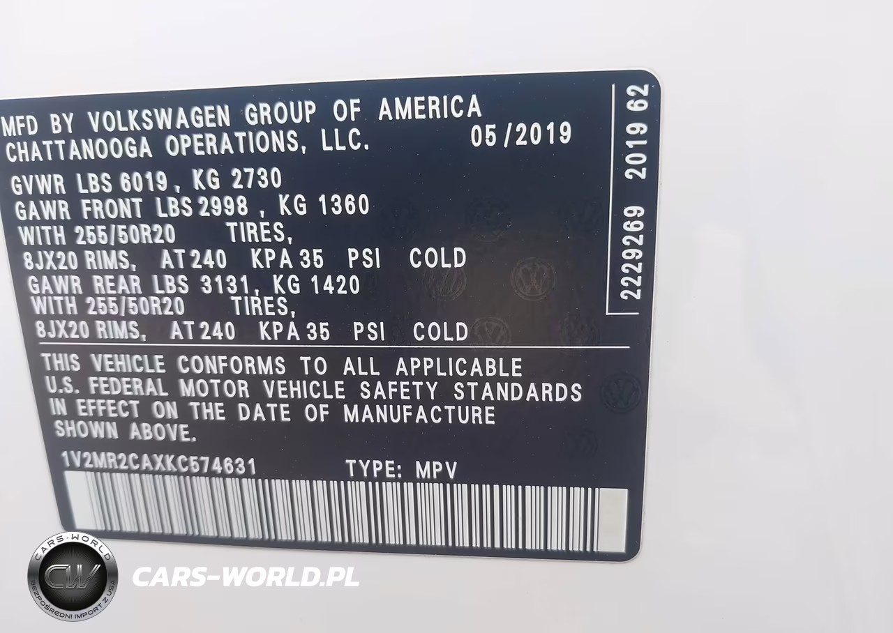 2019 Volkswagen Atlas 3.6L V6 Sel VIN:1V2MR2CAXKC574631 - 9