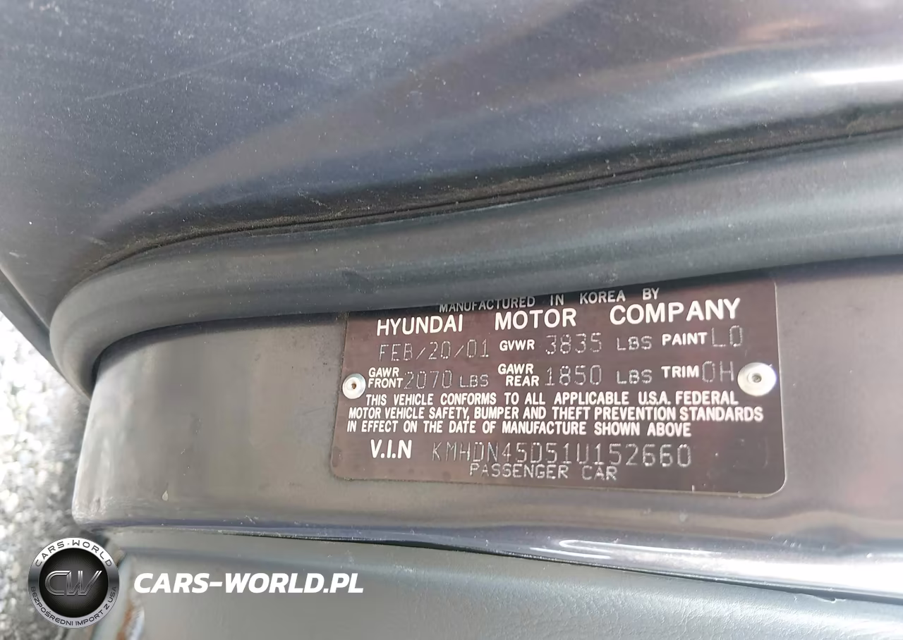 2001 Hyundai Elantra Gls VIN:KMHDN45D51U152660 - 9