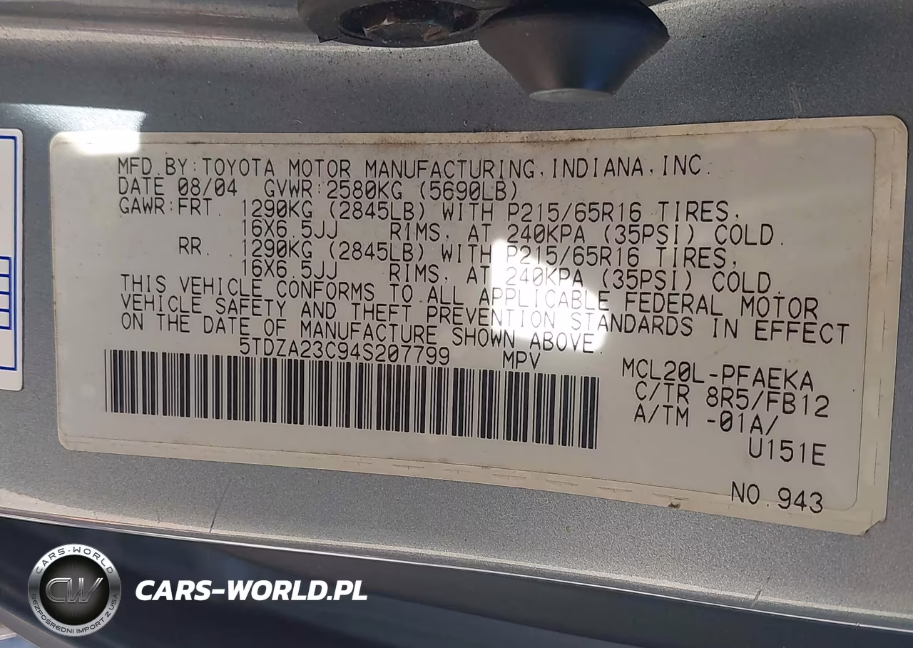 2004 Toyota Sienna Le VIN:5TDZA23C94S207799 - 9