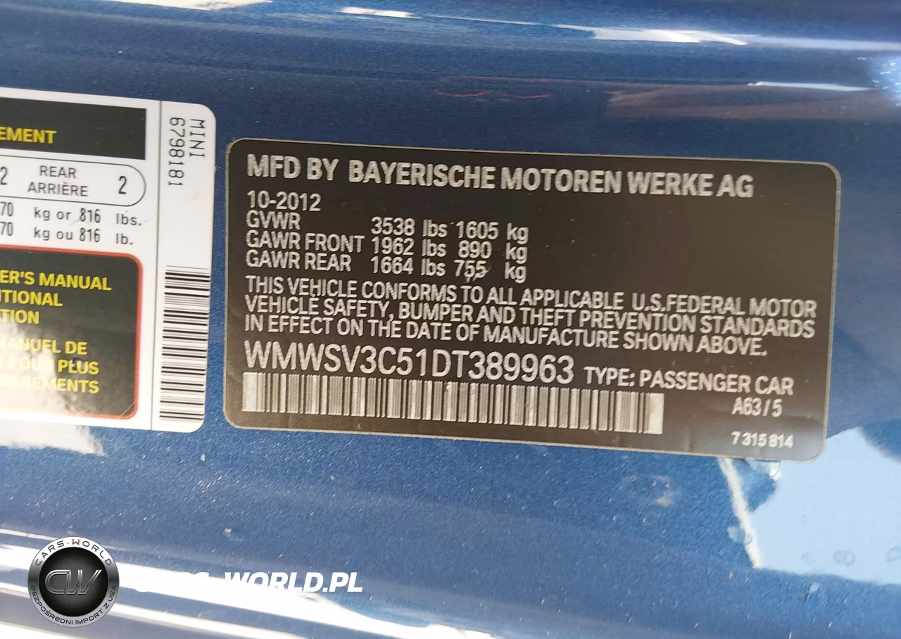 2013 Mini Hardtop Cooper S VIN:WMWSV3C51DT389963 - 9