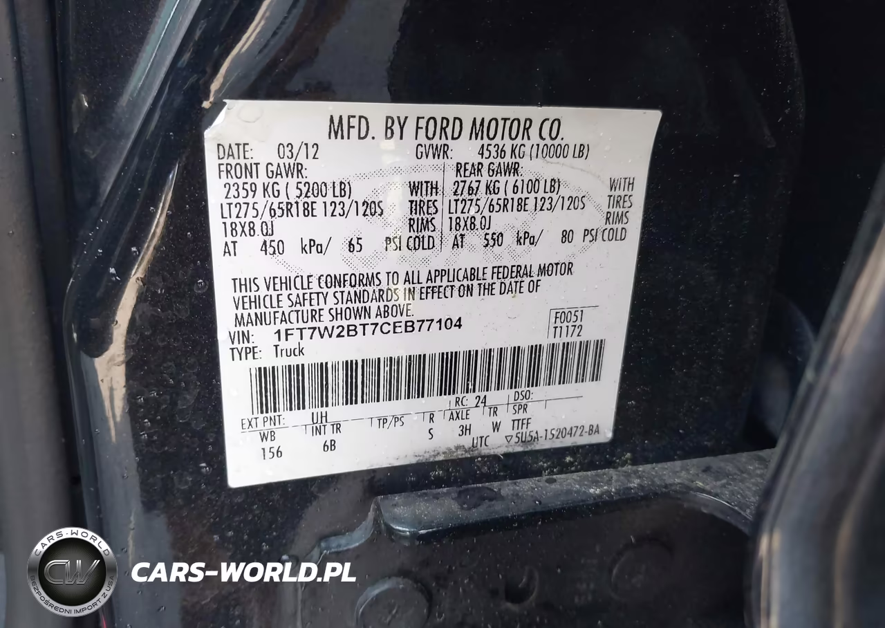 2012 Ford F-250 Lariat VIN:1FT7W2BT7CEB77104 - 9