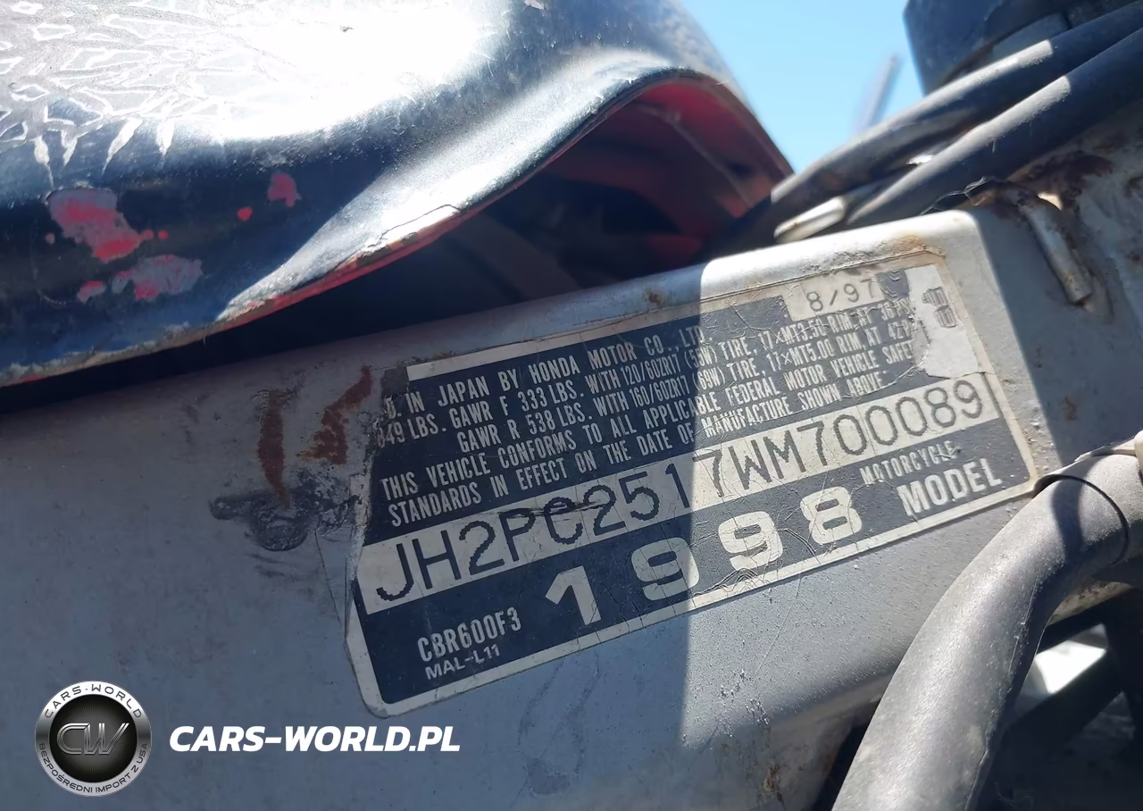 1998 Honda Cbr600 F3 VIN:JH2PC2517WM700089 - 10