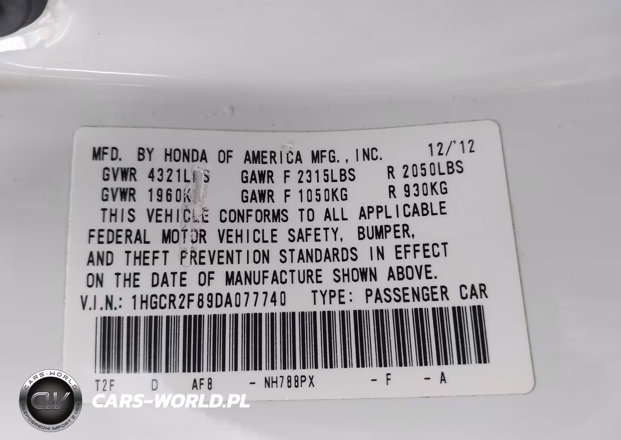 2013 Honda Accord Ex-L VIN:1HGCR2F89DA077740 - 9
