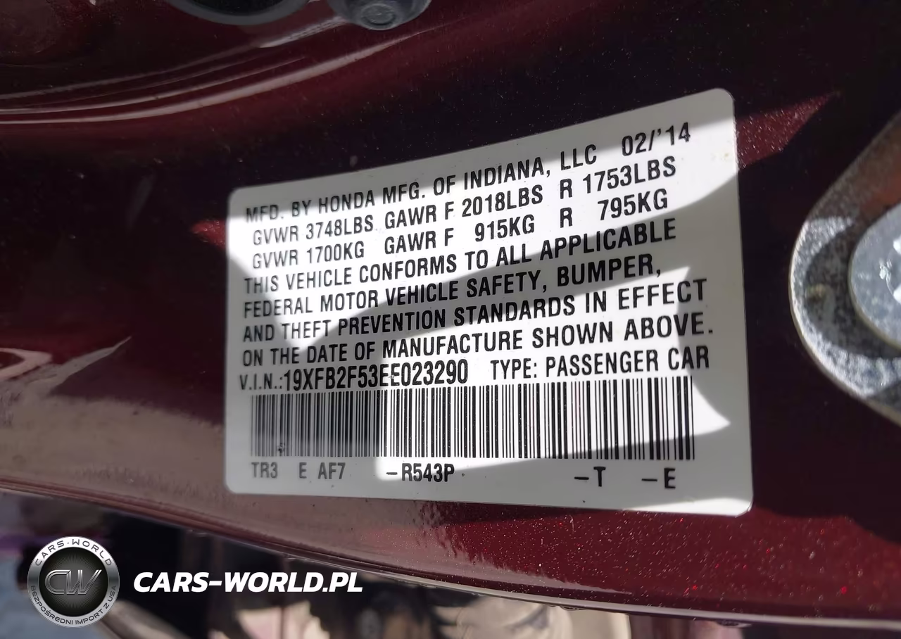 2014 Honda Civic Lx VIN:19XFB2F53EE023290 - 9