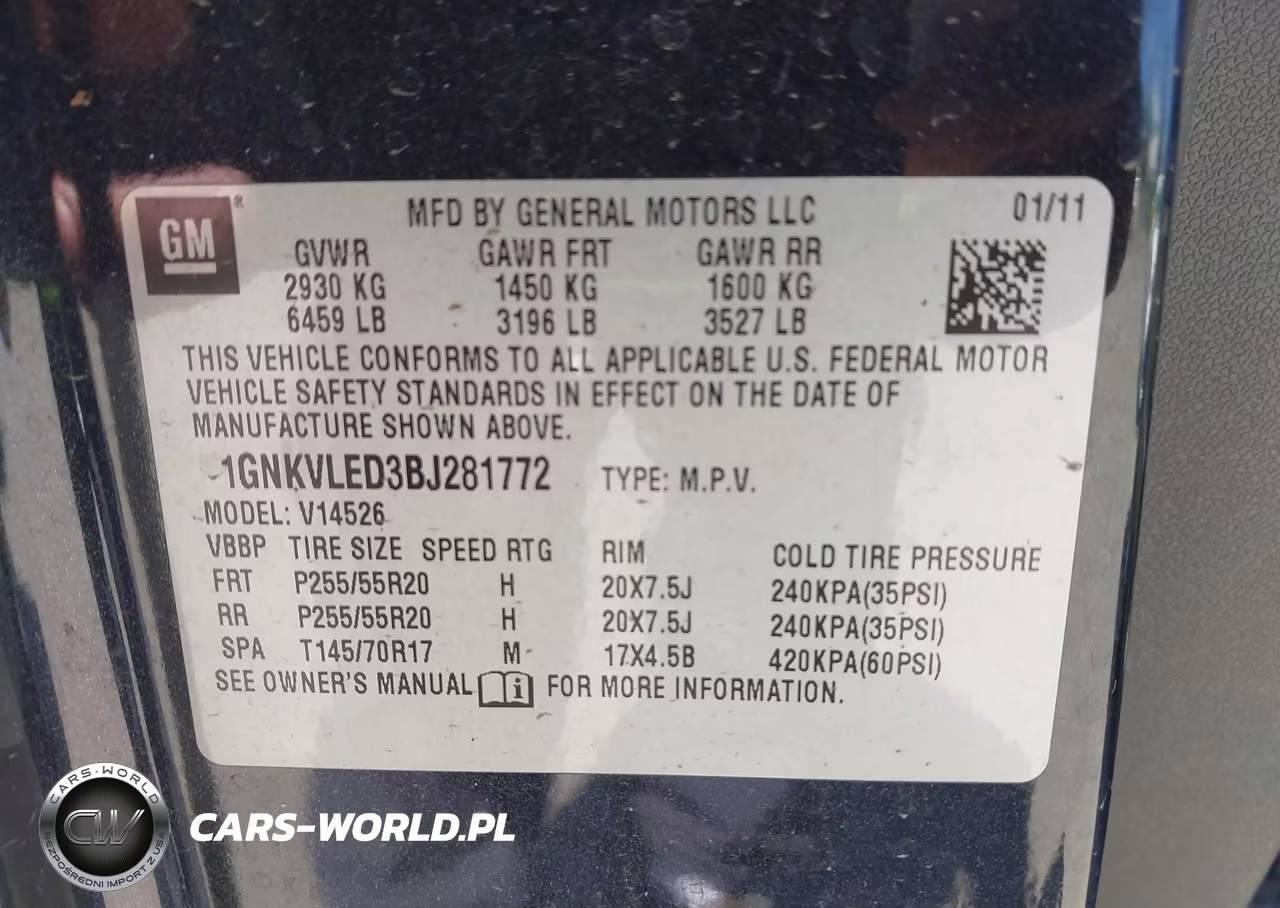 2011 Chevrolet Traverse Ltz VIN:1GNKVLED3BJ281772 - 9