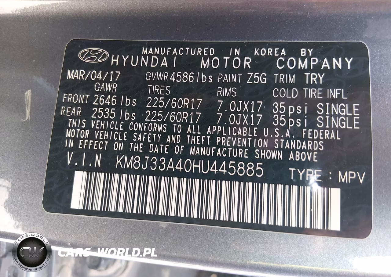 2017 Hyundai Tucson Se Plus VIN:KM8J33A40HU445885 - 9