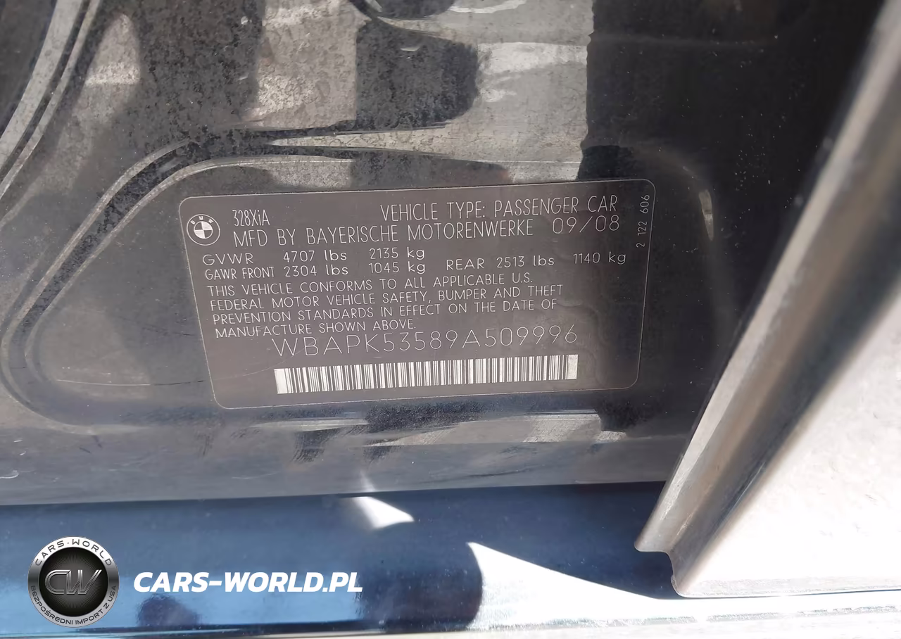 2009 BMW 328I xDrive VIN:WBAPK53589A509996 - 9