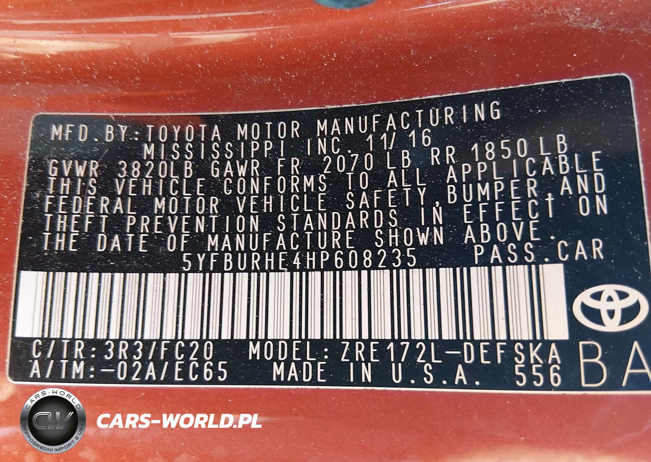 2017 Toyota Corolla Se VIN:5YFBURHE4HP608235 - 9