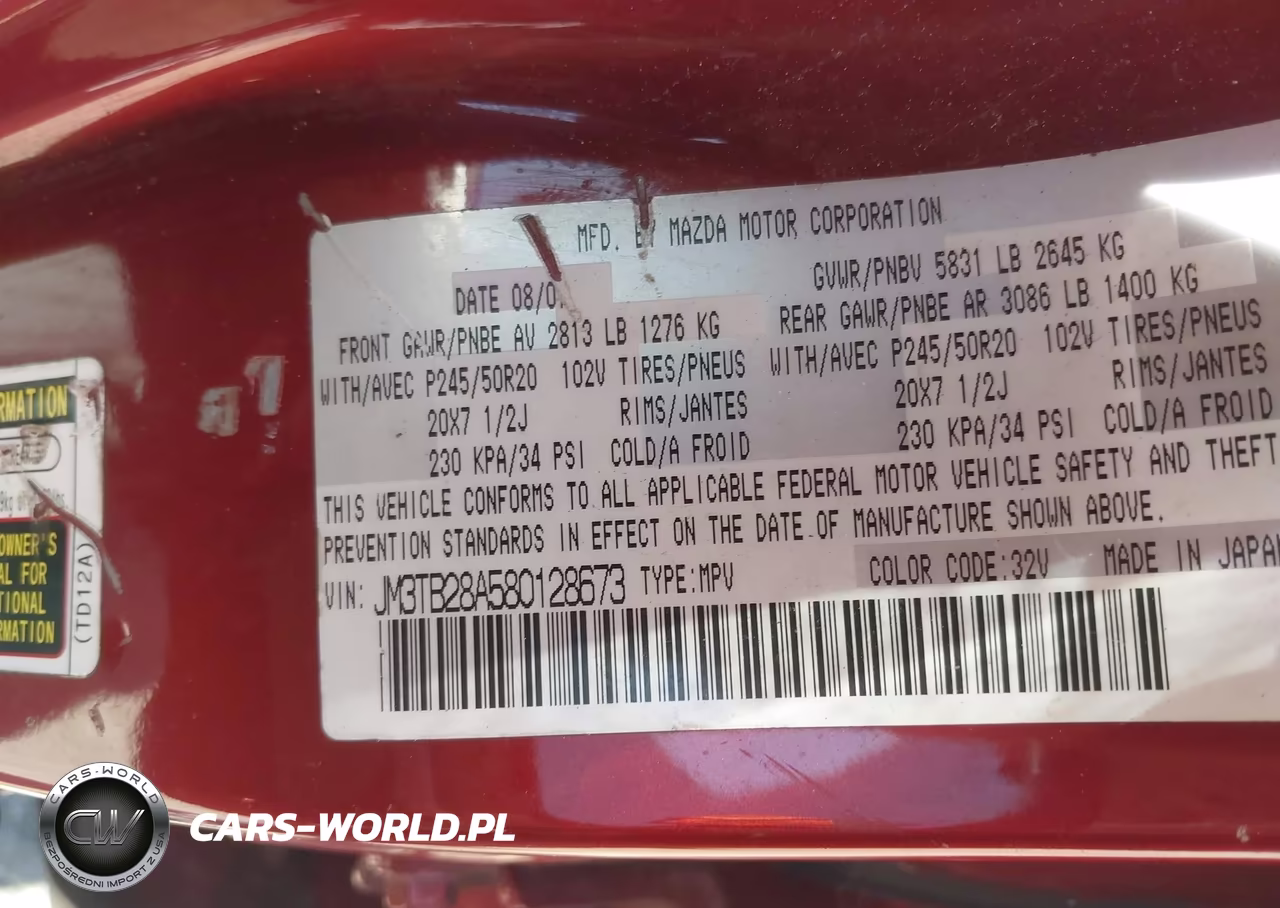 2008 Mazda Cx-9 Grand Touring VIN:JM3TB28A580128673 - 9