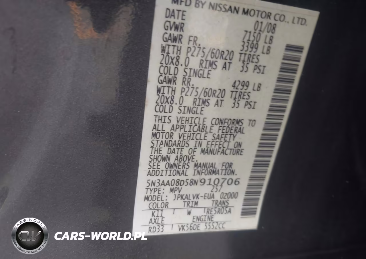 2008 Infiniti Qx56 VIN:5N3AA08D58N910706 - 9