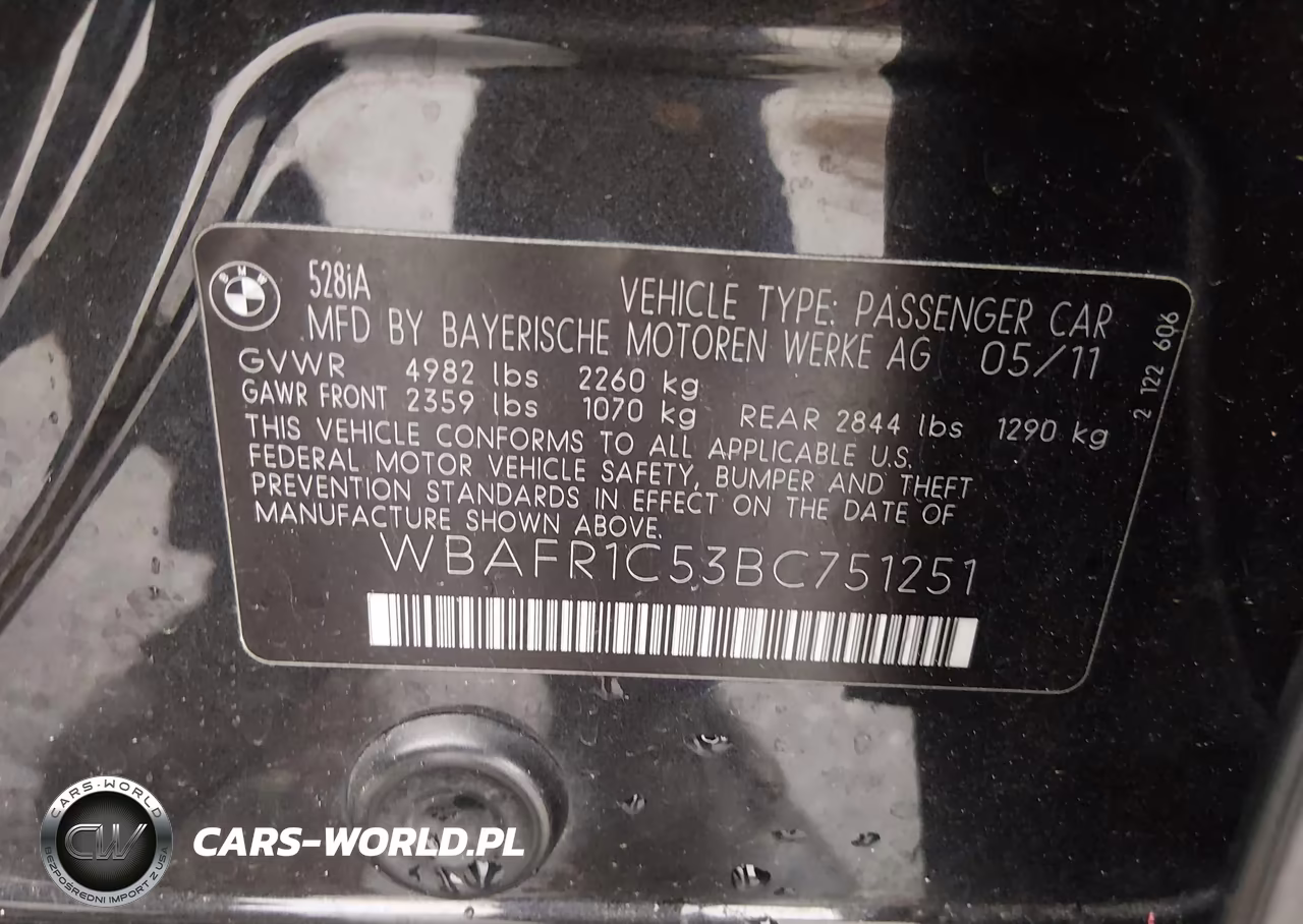 2011 BMW 528I VIN:WBAFR1C53BC751251 - 9