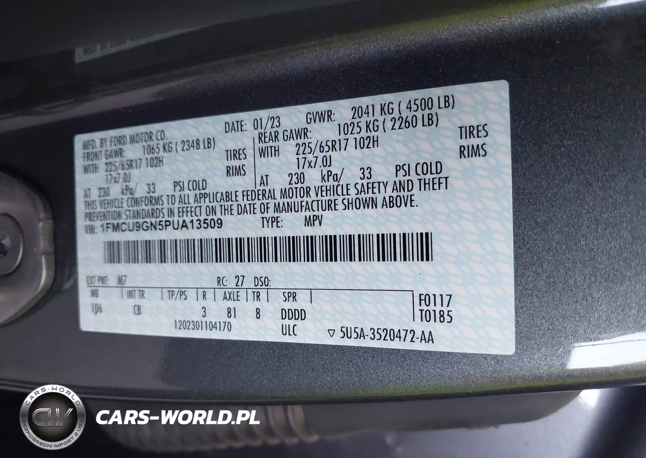 2023 Ford Escape Active VIN:1FMCU9GN5PUA13509 - 9