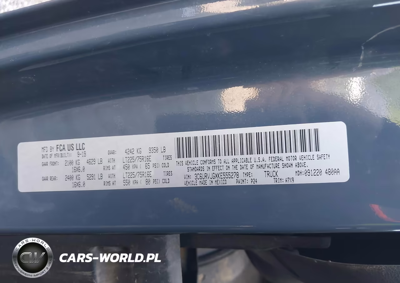 2019 Ram Promaster 3500 Cargo Van High Roof 159 Wb Ext VIN:3C6URVJGXKE555278 - 9