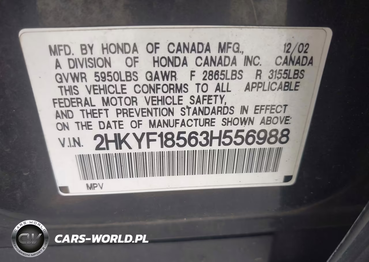 2003 Honda Pilot Ex-L VIN:2HKYF18563H556988 - 9