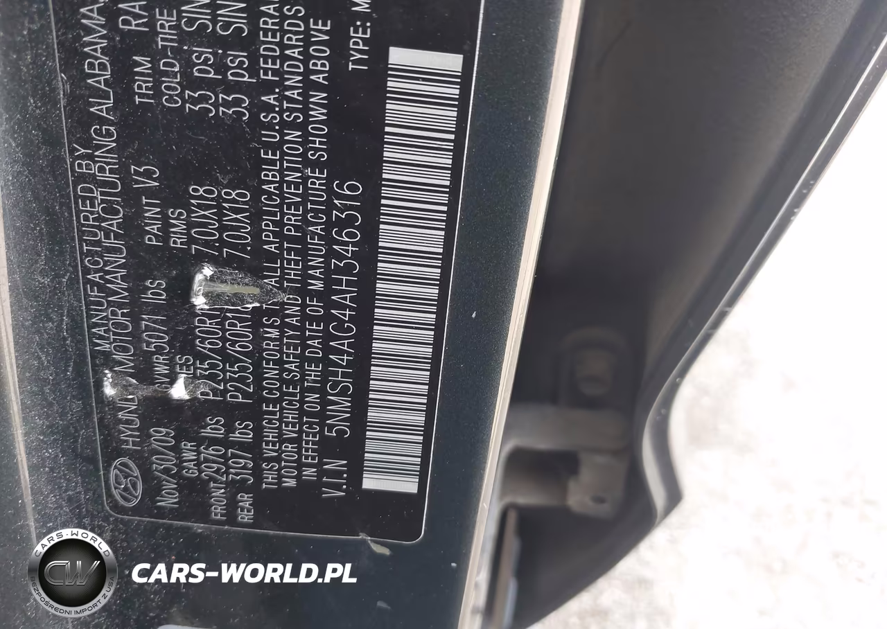 2010 Hyundai Santa Fe Se VIN:5NMSH4AG4AH346316 - 9