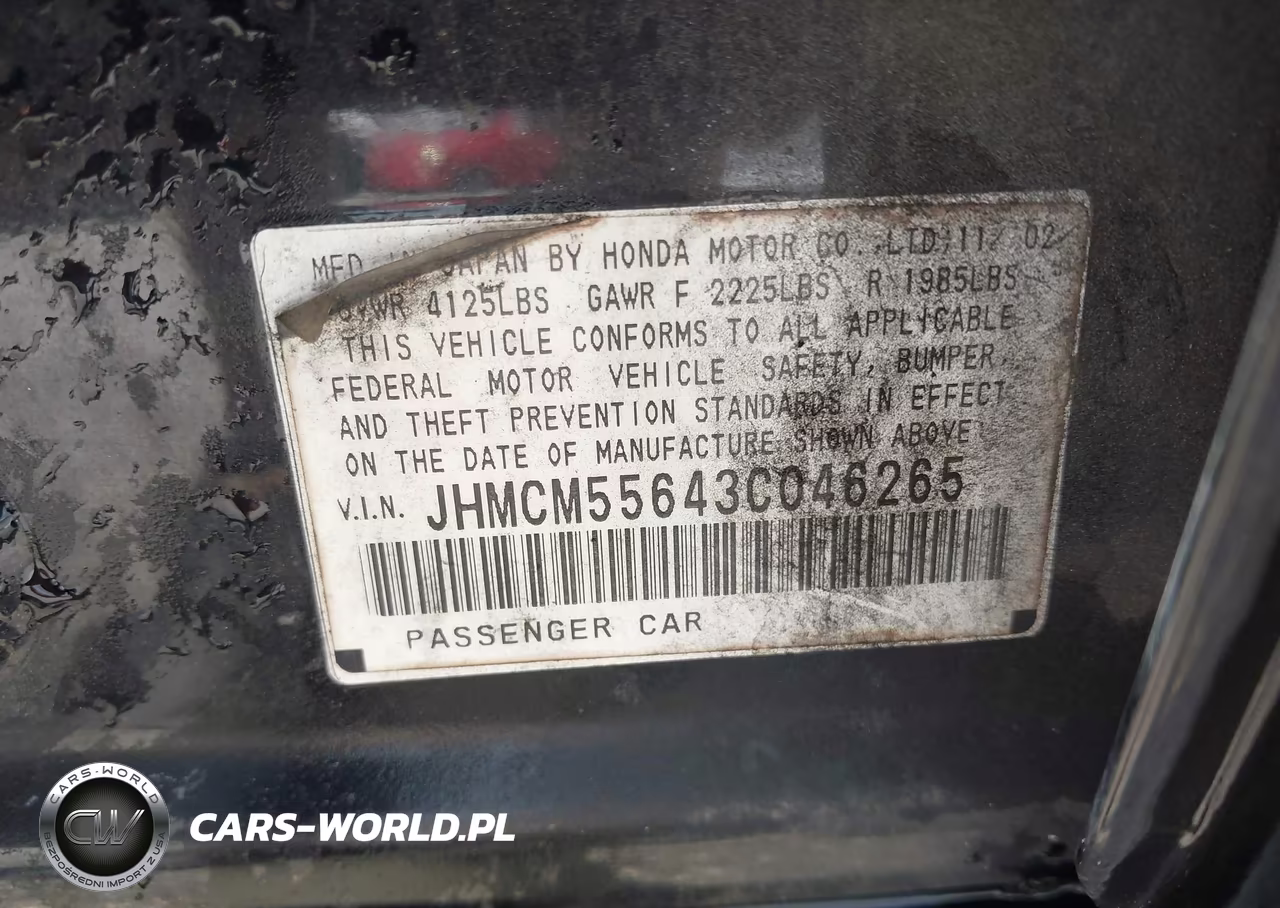 2003 Honda Accord 2.4 Ex VIN:JHMCM55643C046265 - 9