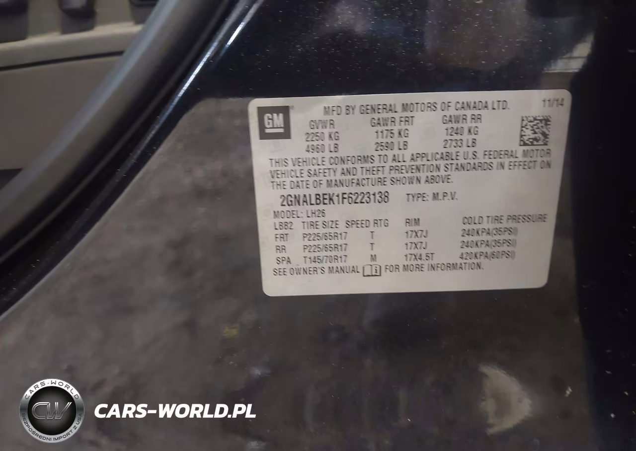 2015 Chevrolet Equinox Lt VIN:2GNALBEK1F6223138 - 9