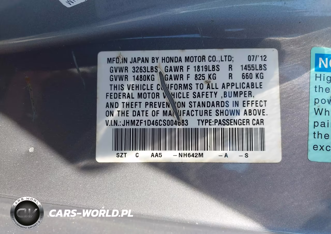 2012 Honda Cr-Z VIN:JHMZF1D46CS004683 - 9