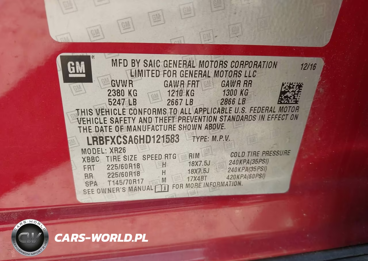 2017 Buick Envision Preferred VIN:LRBFXCSA6HD121583 - 9