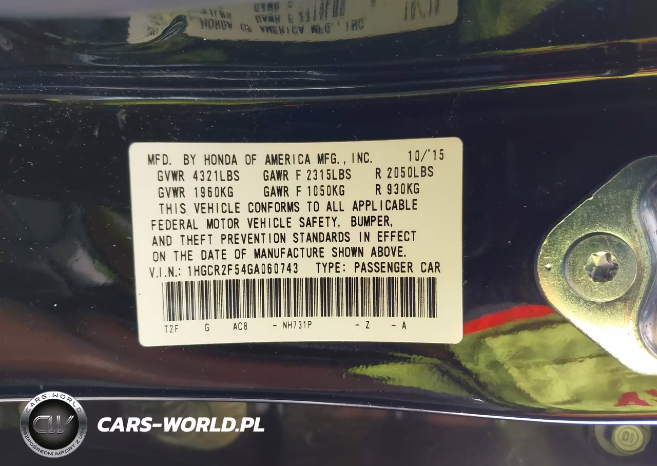 2016 Honda Accord Sport VIN:1HGCR2F54GA060743 - 9