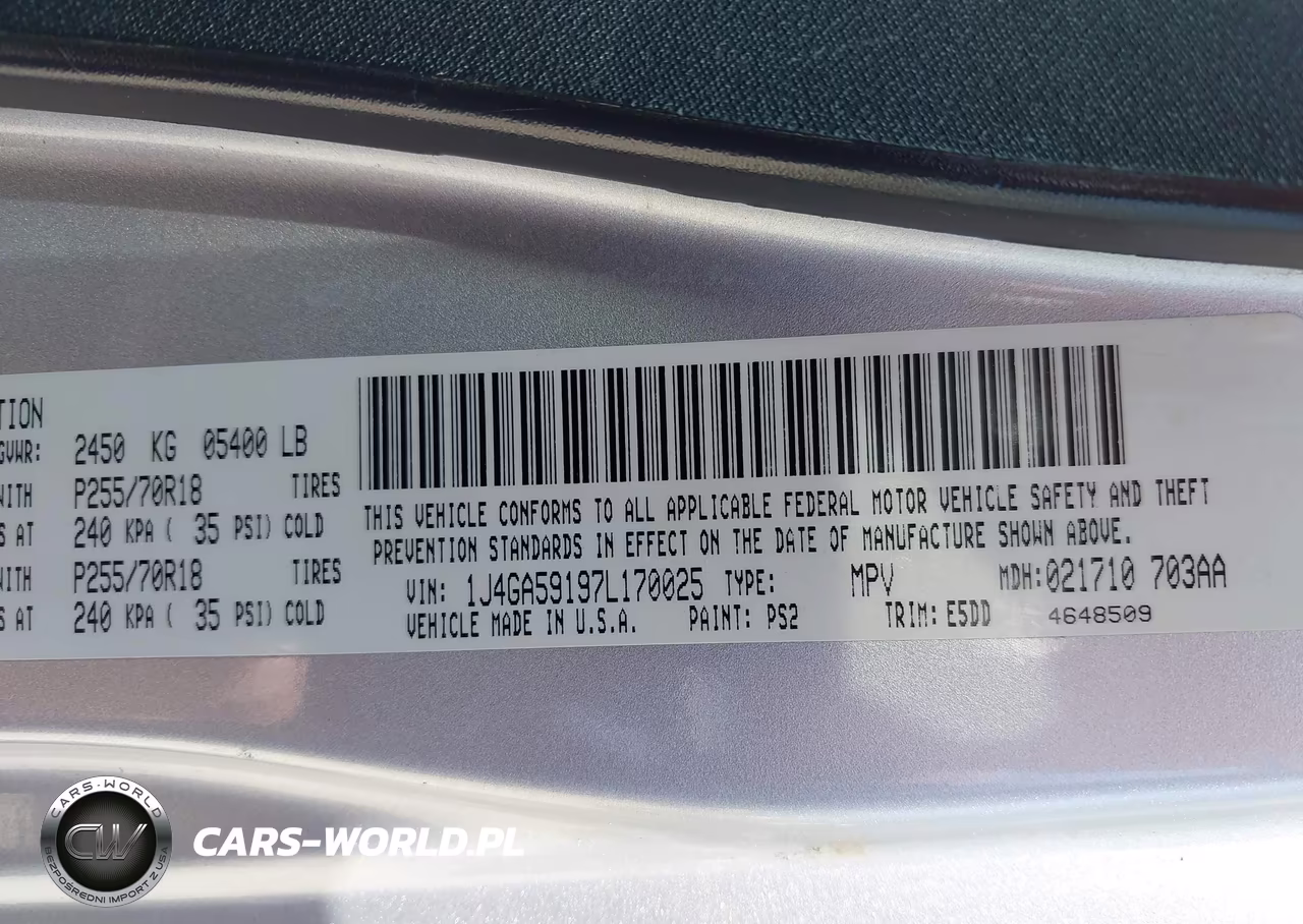 2007 Jeep Wrangler Unlimited Sahara VIN:1J4GA59197L170025 - 9