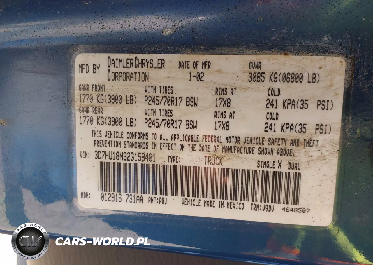 2002 Dodge Ram 1500 St VIN:3D7HU18N32G158401 - 9