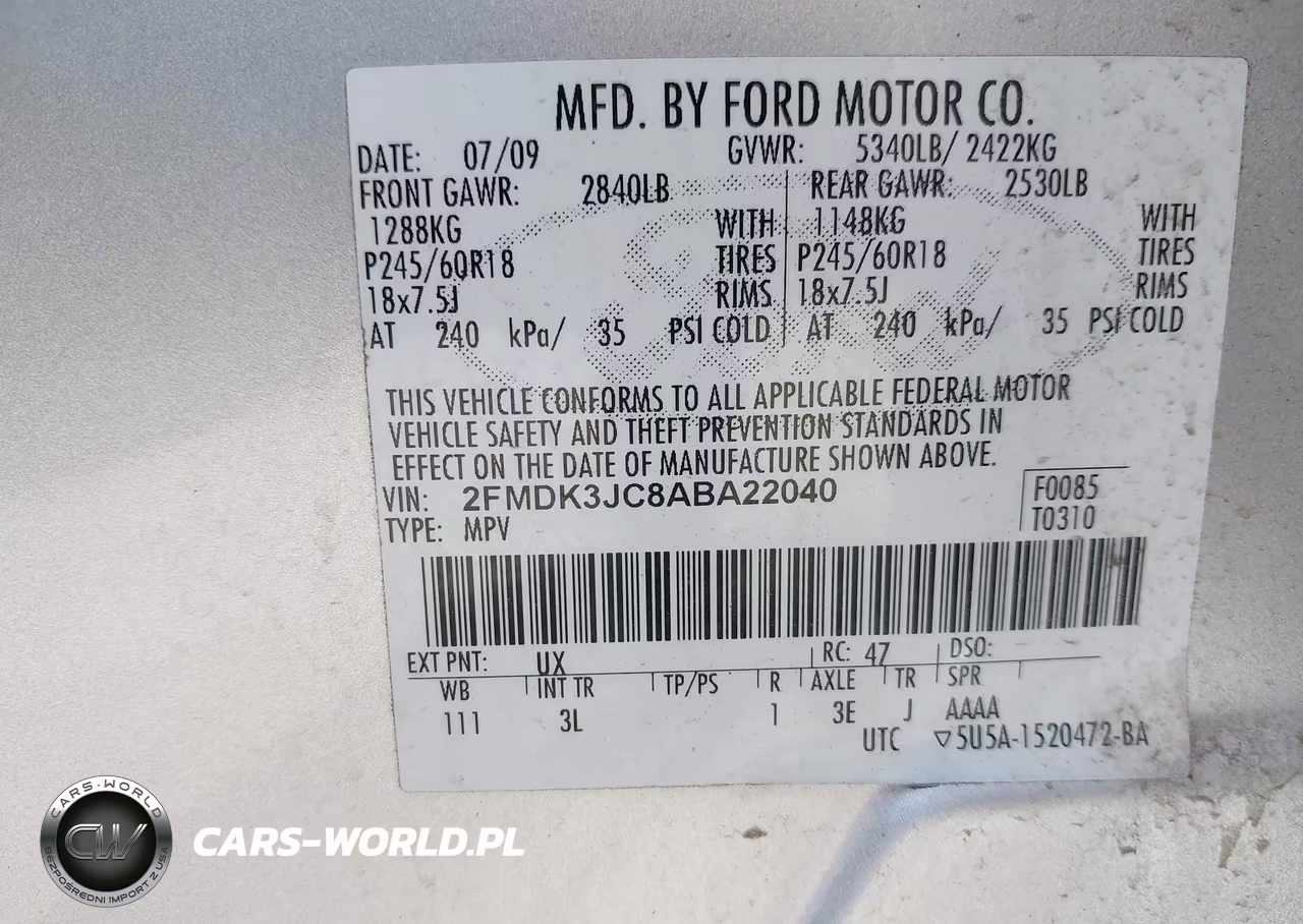 2010 Ford Edge Sel VIN:2FMDK3JC8ABA22040 - 9