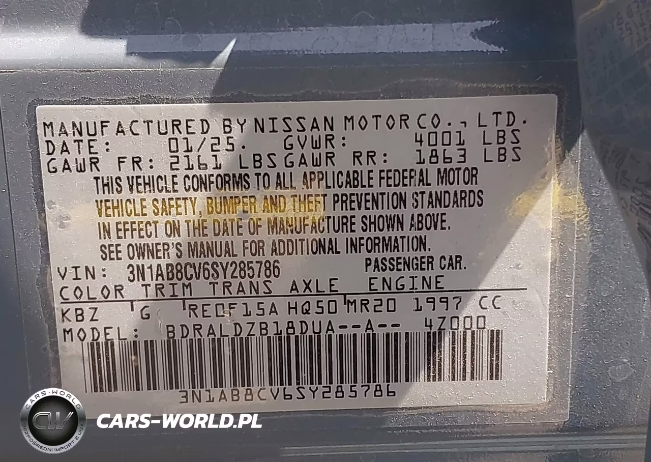 2025 Nissan Sentra Sv VIN:3N1AB8CV6SY285786 - 9