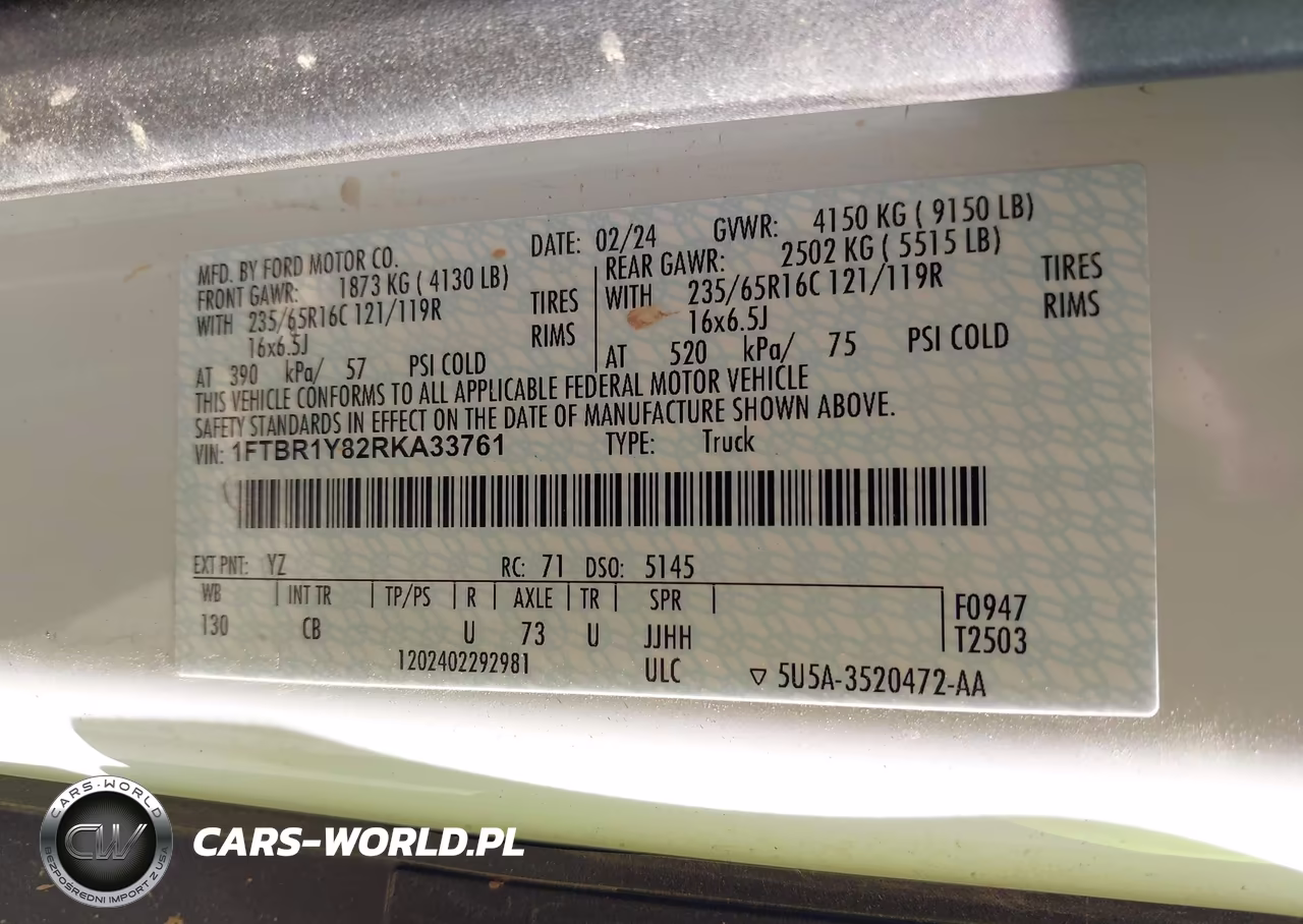 2024 Ford Transit-250 VIN:1FTBR1Y82RKA33761 - 9