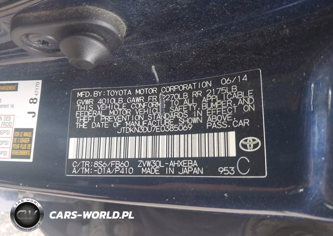 2014 TOYOTA PRIUS TWO VIN:JTDKN3DU7E0385069 - 9