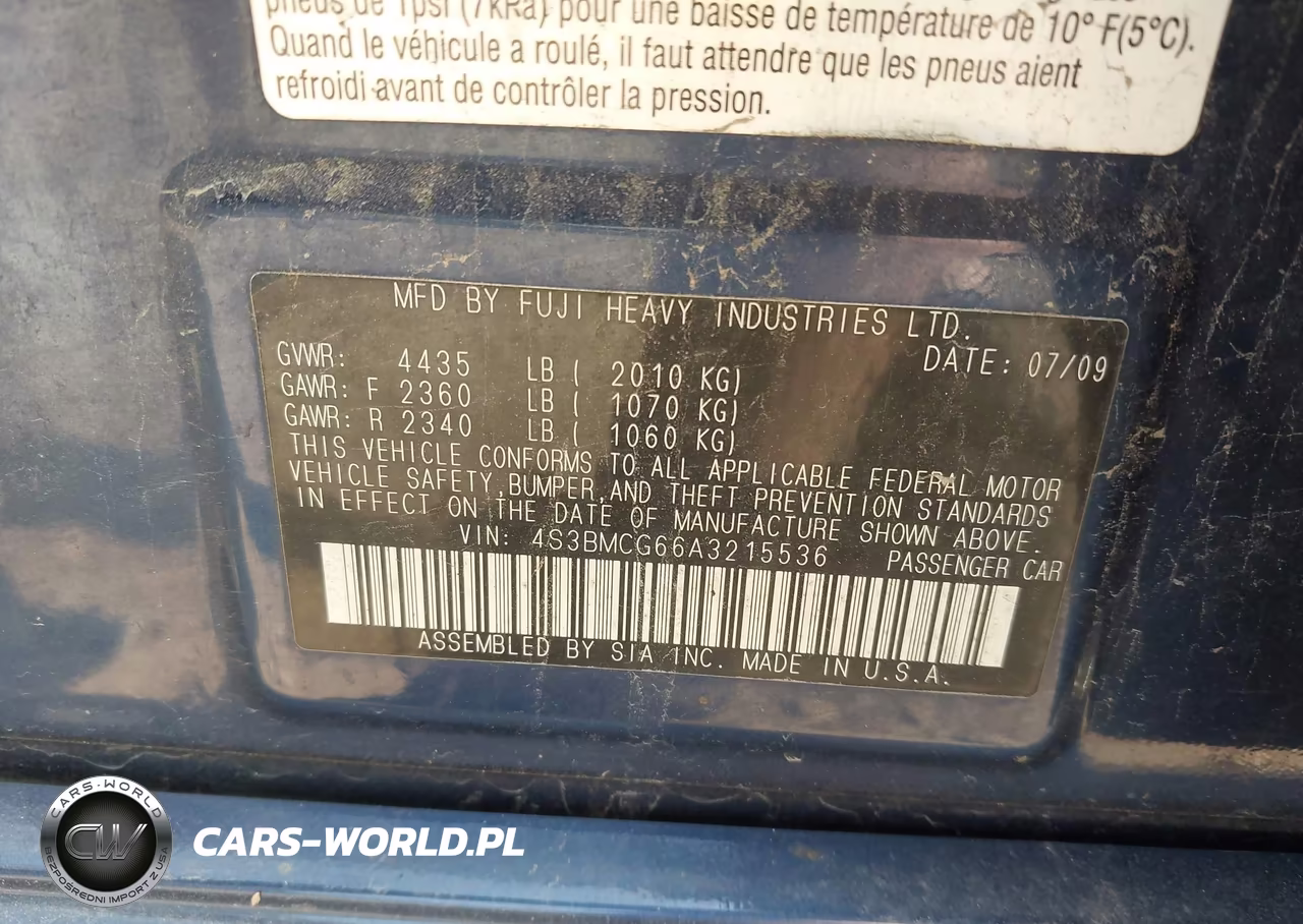 2010 Subaru Legacy 2.5I Premium VIN:4S3BMCG66A3215536 - 9