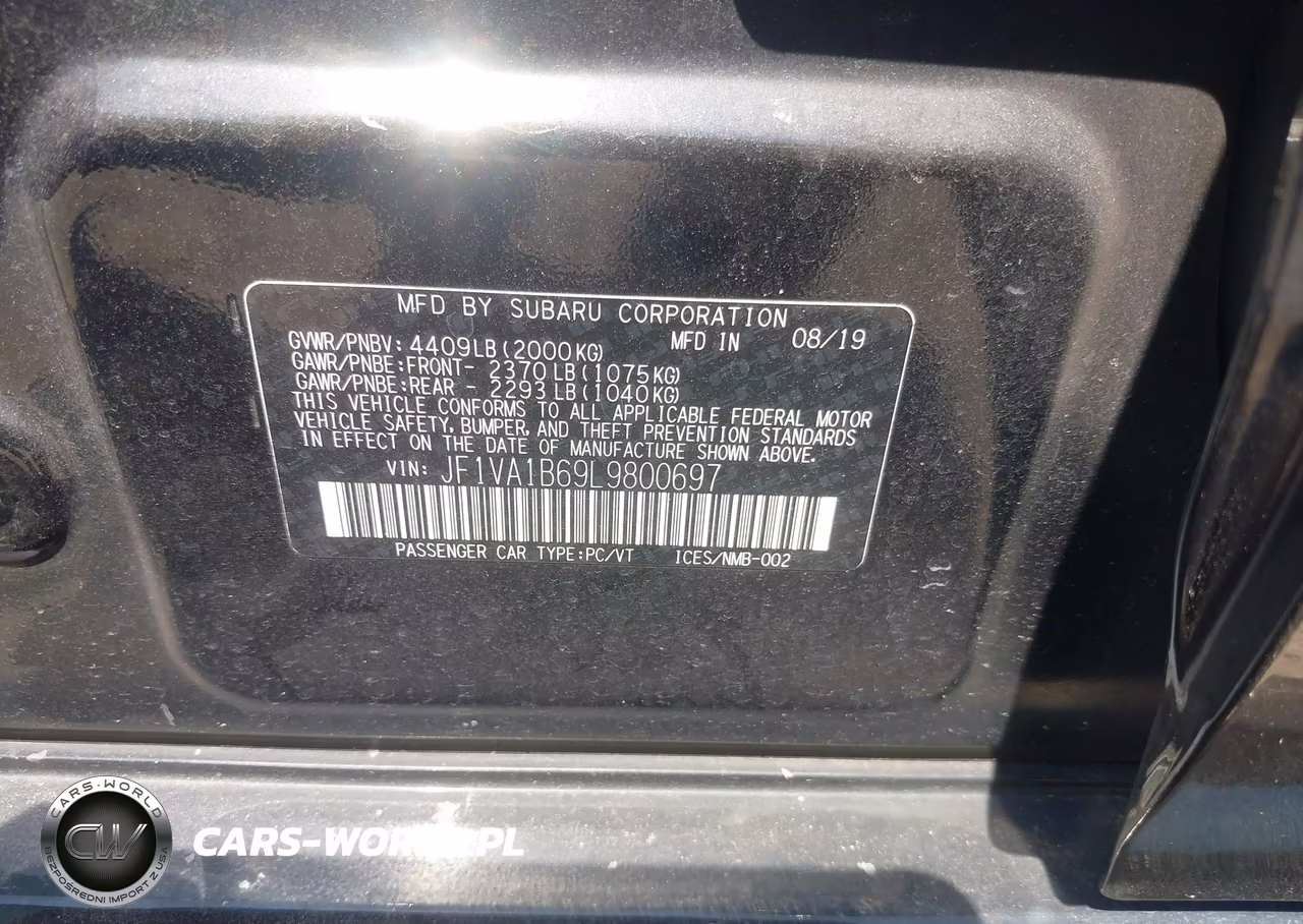 2020 Subaru Wrx Premium VIN:JF1VA1B69L9800697 - 9