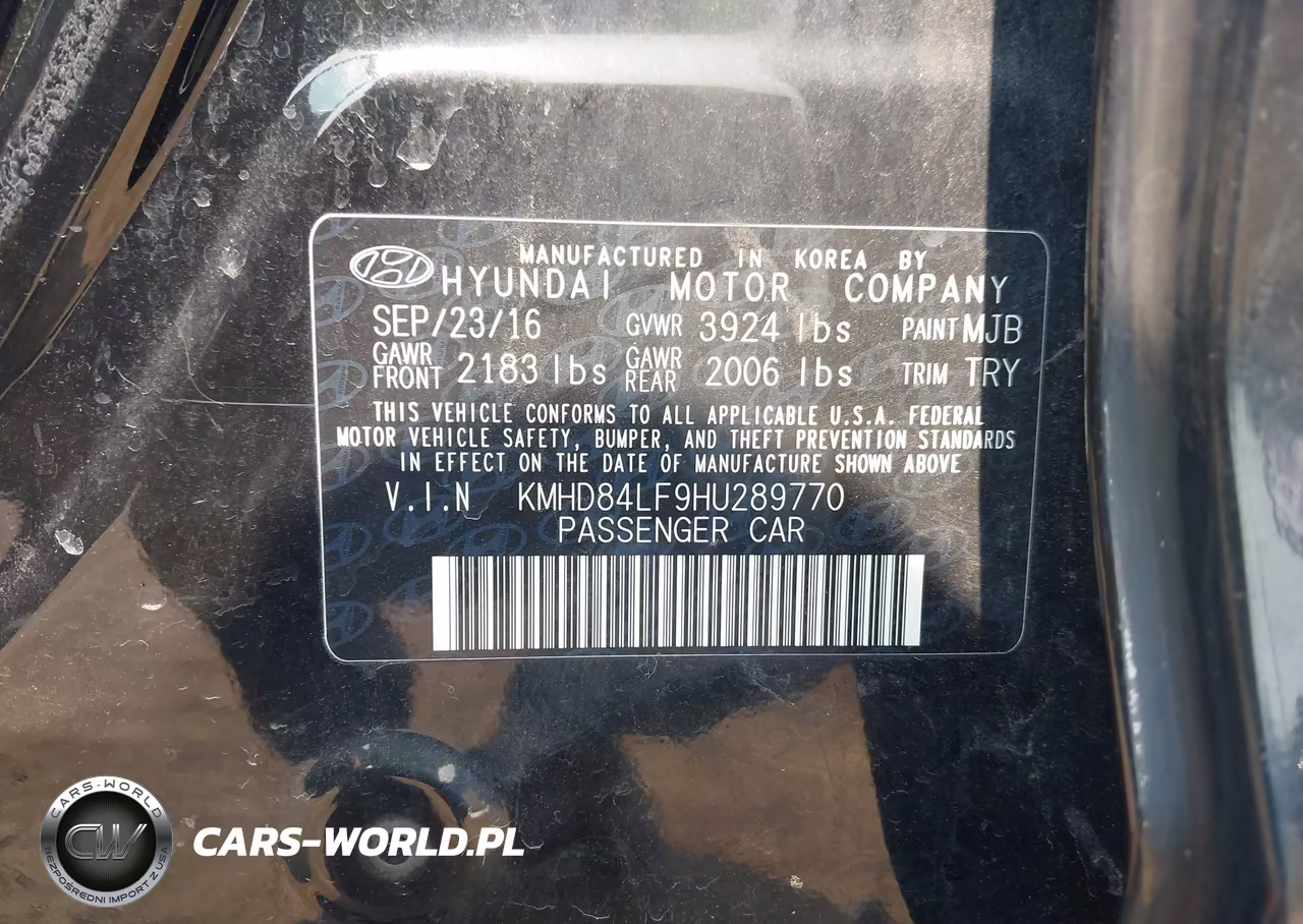 2017 Hyundai Elantra Limited VIN:KMHD84LF9HU289770 - 9