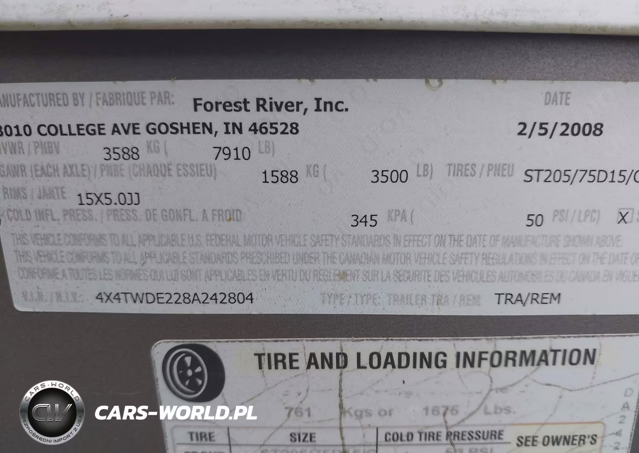2008 Wildwood Fifth Wheel VIN:4X4TWDE228A242804 - 9