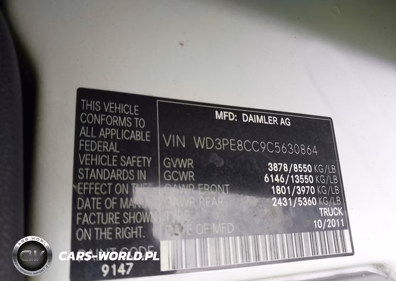2012 Mercedes-Benz Sprinter 2500 High Roof VIN:WD3PE8CC9C5630864 - 9