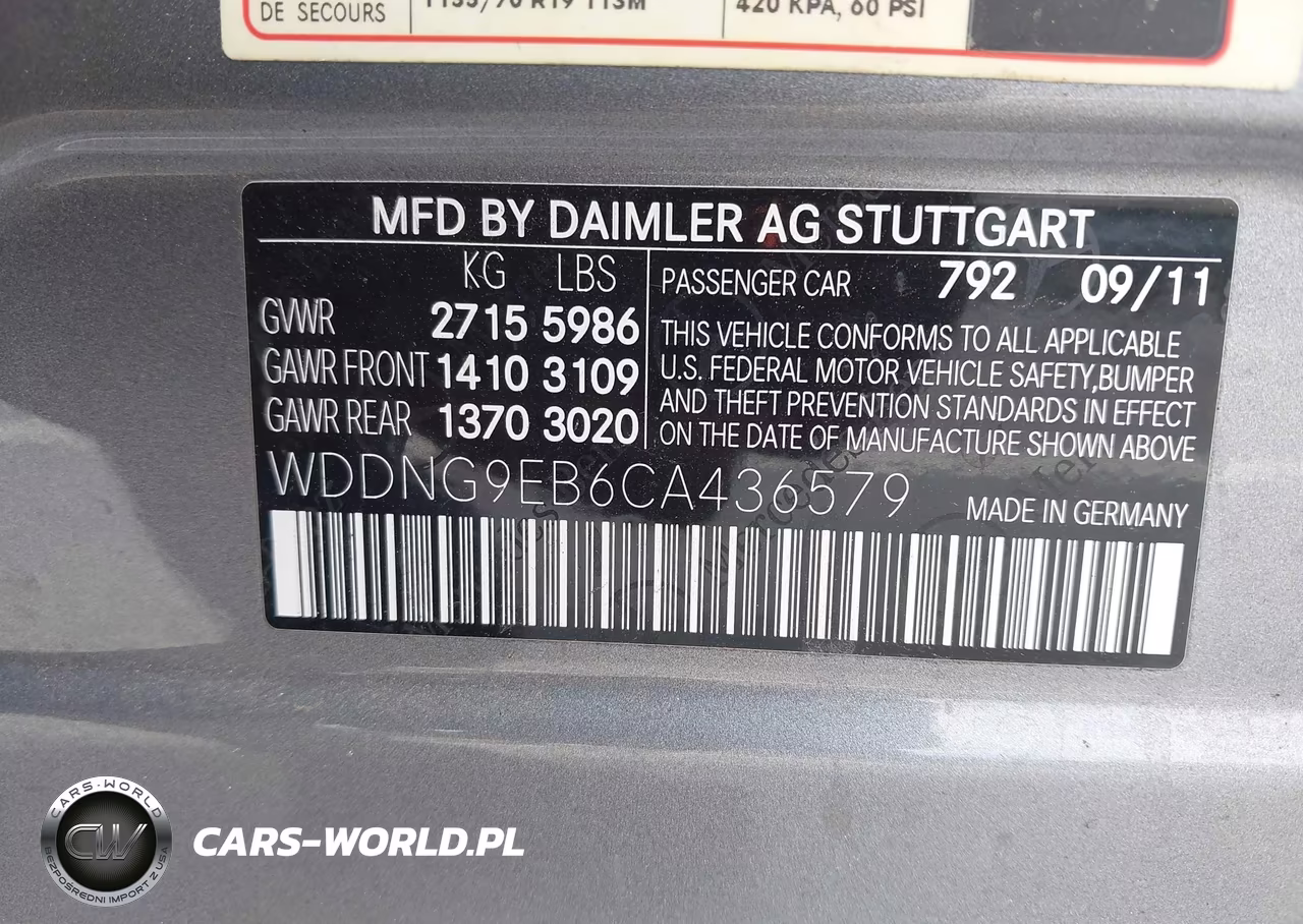 2012 Mercedes-Benz S 550 4Matic VIN:WDDNG9EB6CA436579 - 9