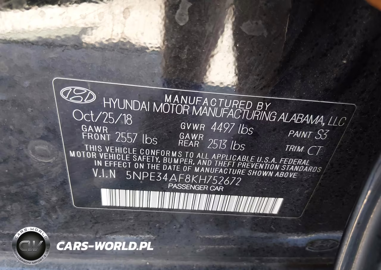 2019 Hyundai Sonata Sel VIN:5NPE34AF8KH752672 - 9