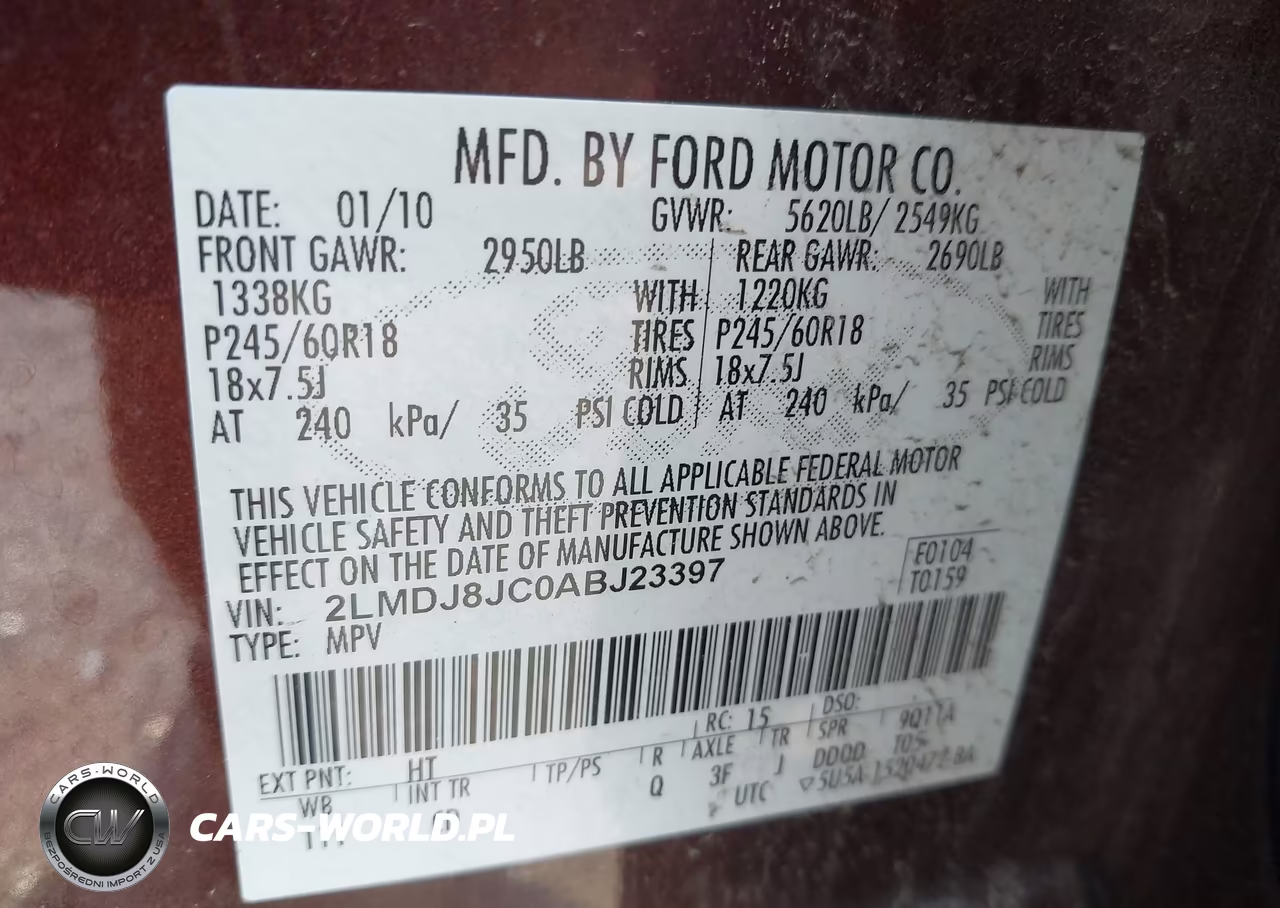 2010 Lincoln Mkx VIN:2LMDJ8JC0ABJ23397 - 9