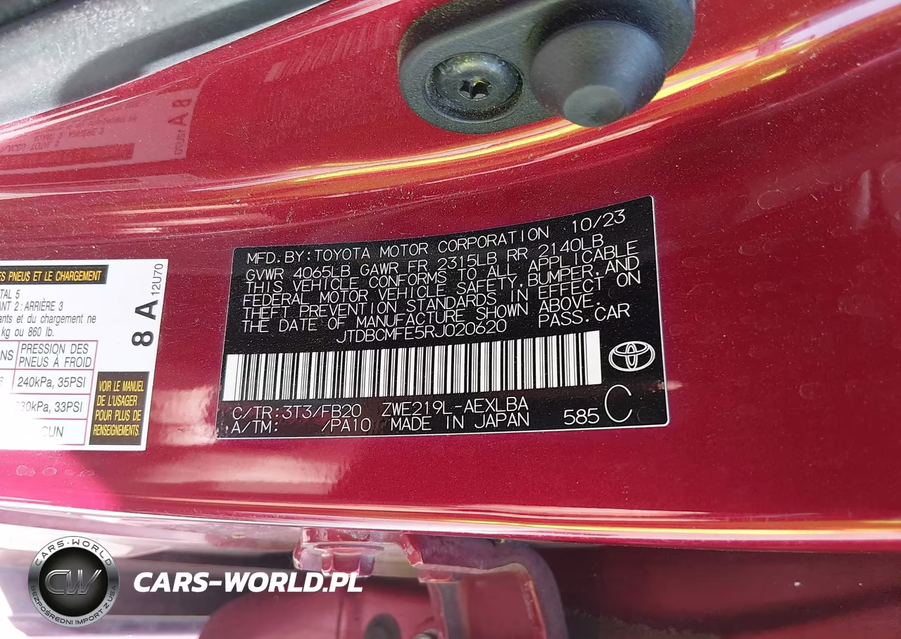 2024 Toyota Corolla Hybrid Le VIN:JTDBCMFE5RJ020620 - 9