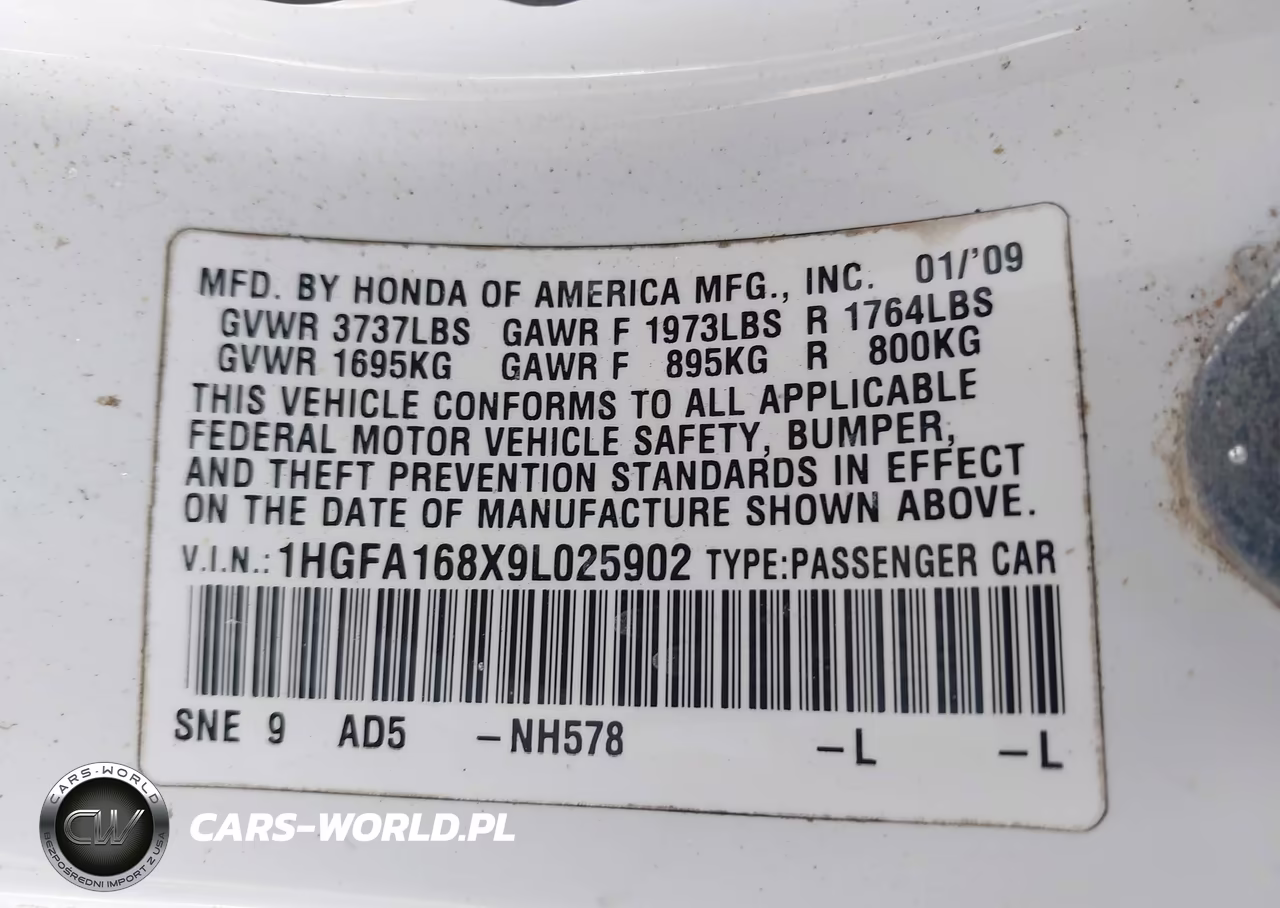 2009 Honda Civic Ex VIN:1HGFA168X9L025902 - 9