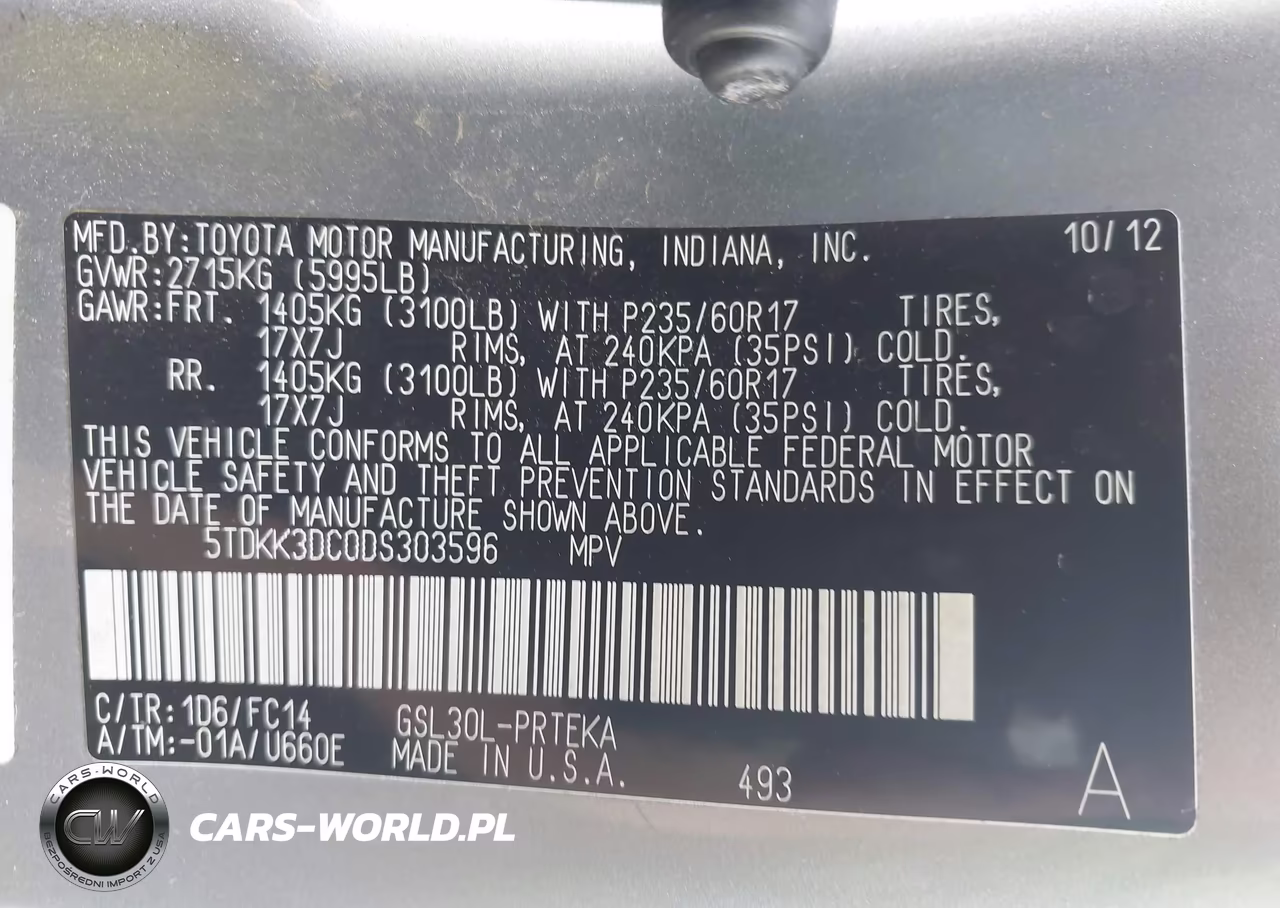 2013 Toyota Sienna Le V6 8 Passenger VIN:5TDKK3DC0DS303596 - 9