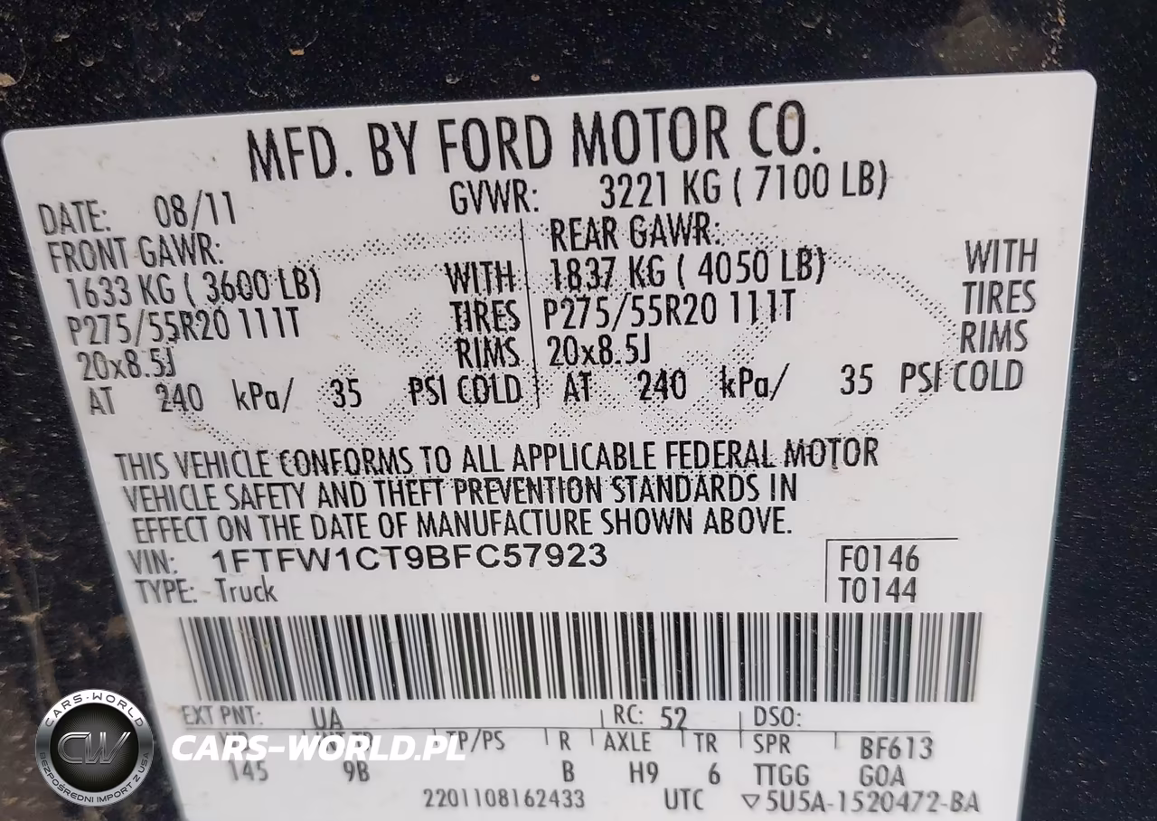 2011 Ford F-150 Platinum VIN:1FTFW1CT9BFC57923 - 9