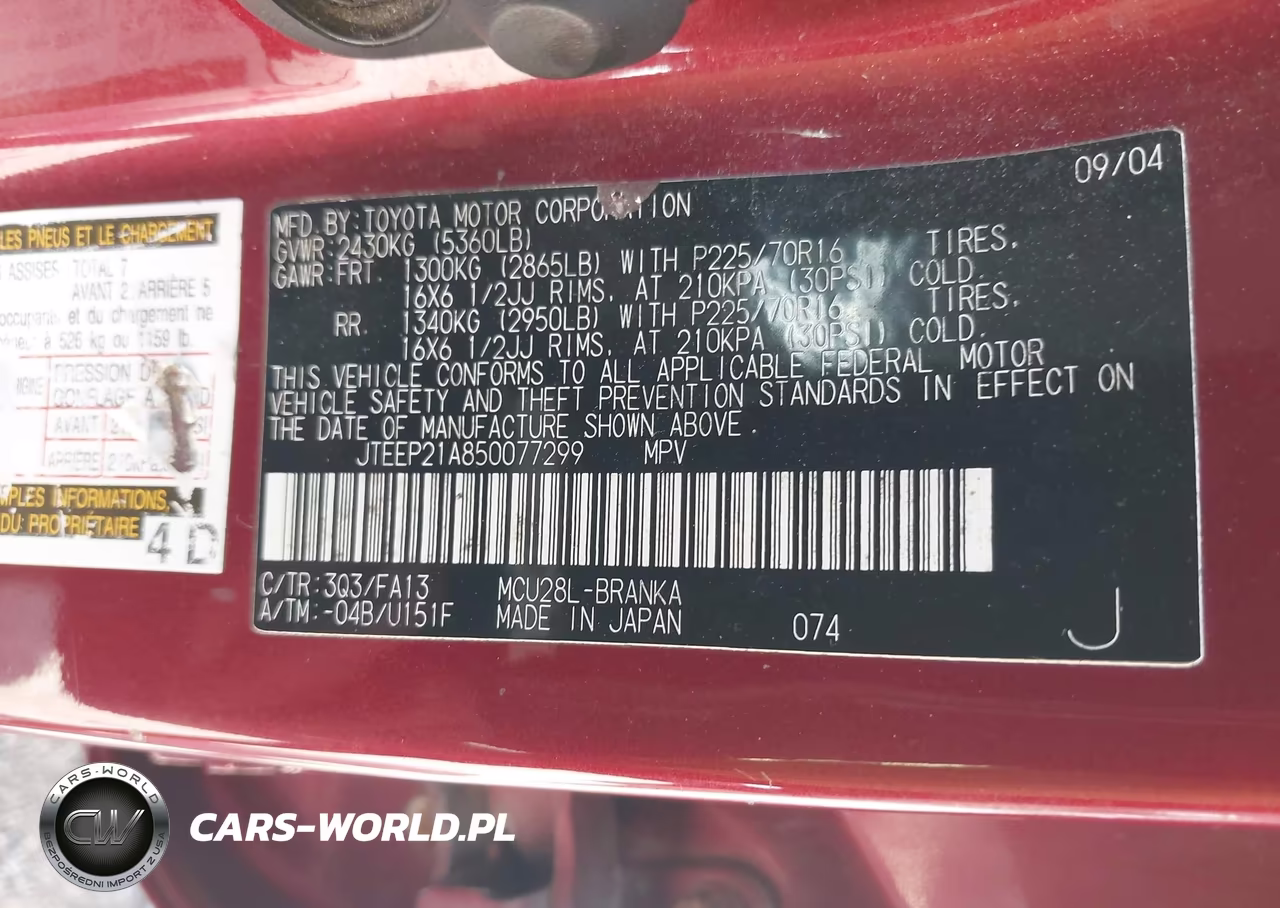 2005 Toyota Highlander V6 VIN:JTEEP21A850077299 - 9