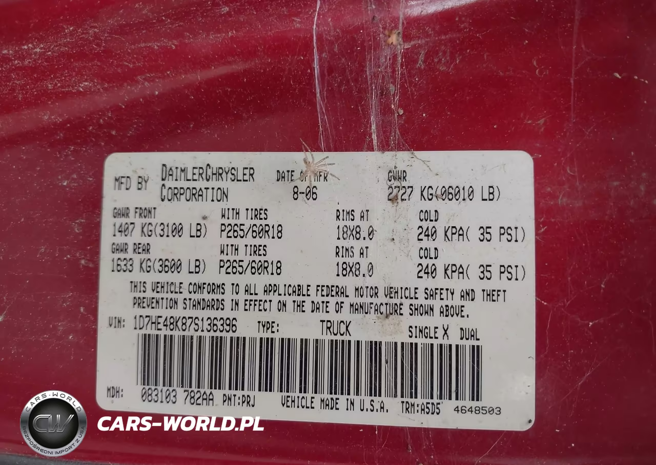 2007 Dodge Dakota Slt VIN:1D7HE48K87S136396 - 9