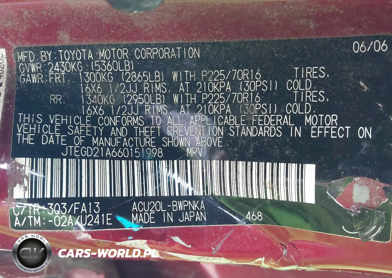 2006 Toyota Highlander VIN:JTEGD21A660151998 - 9