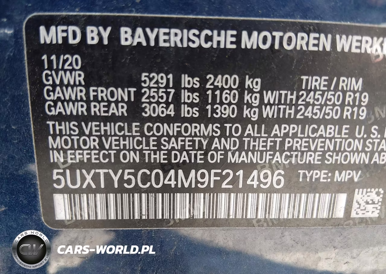 2021 BMW X3 xDrive30I VIN:5UXTY5C04M9F21496 - 9