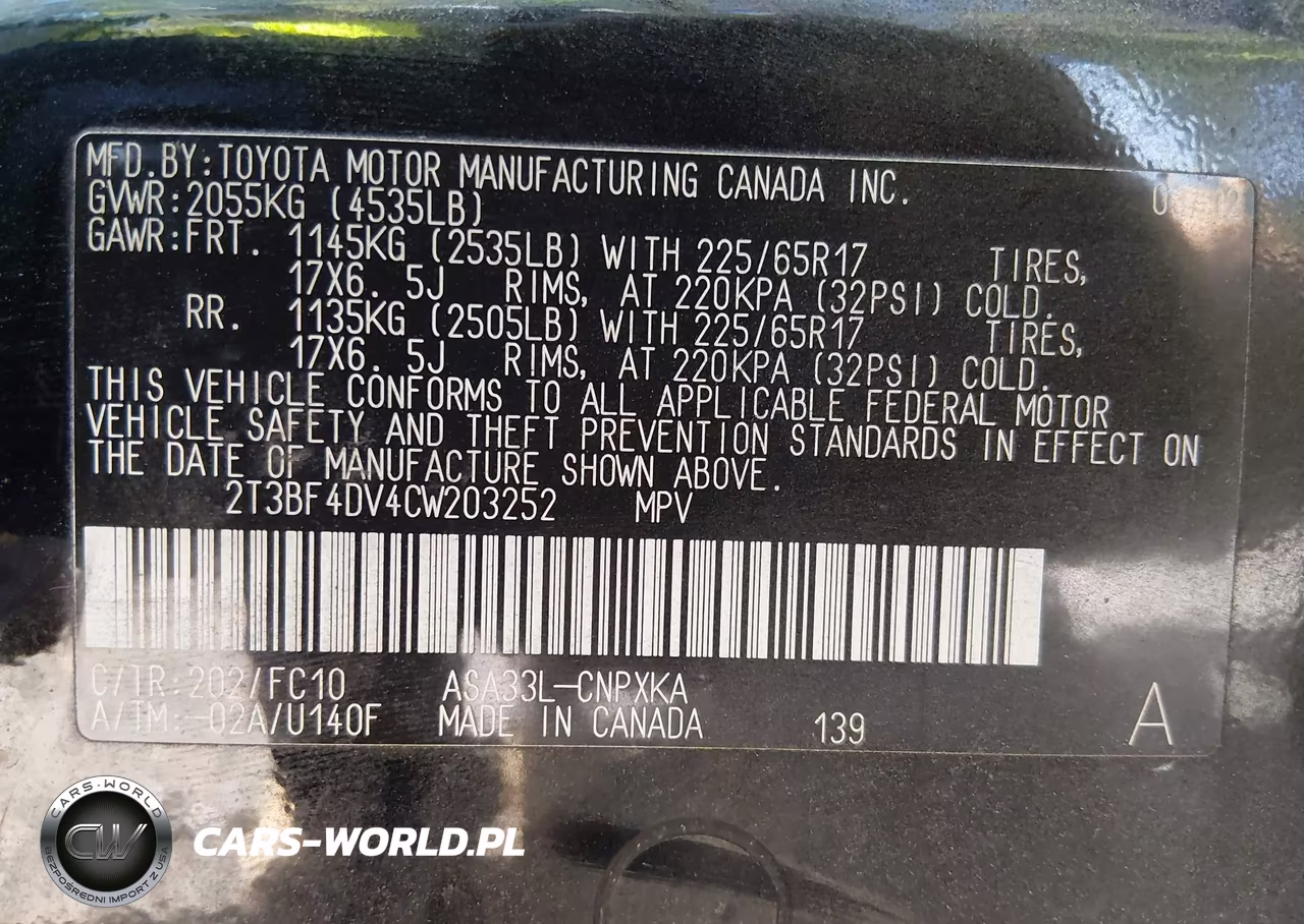 2012 Toyota Rav4 VIN:2T3BF4DV4CW203252 - 9