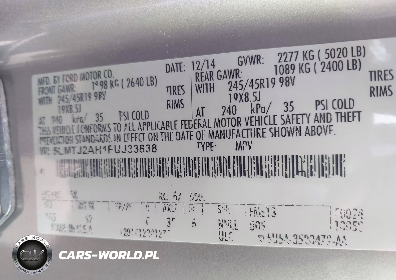 2015 Lincoln Mkc VIN:5LMTJ2AH1FUJ33838 - 9